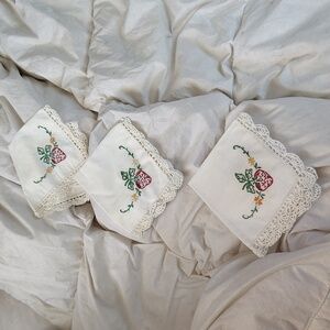 Embroidered Strawberry Lace Handkerchiefs